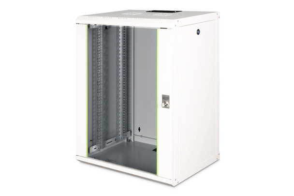 DIGITUS Unique 16U 19" Wall Mounting Network Cabinet, 820 x 600 x 450 mm, Glass Door, Light Grey - DN-1916-U