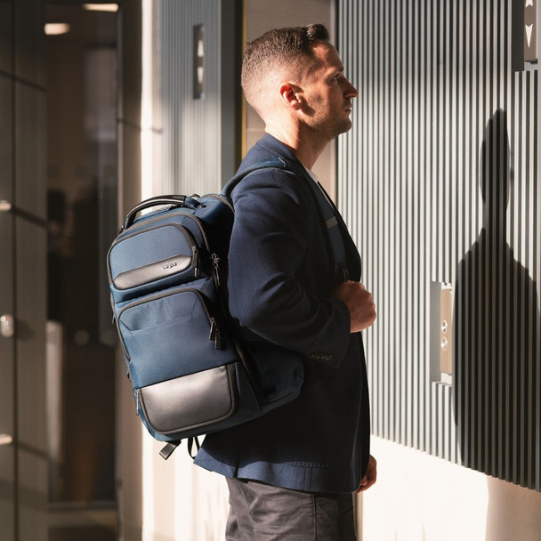 Targus HeritageLuxe 15-16" Laptop Backpack, RFID-Blocking Pocket, Retractable USB-C Connector, Blue - TBB65602GL – image 6