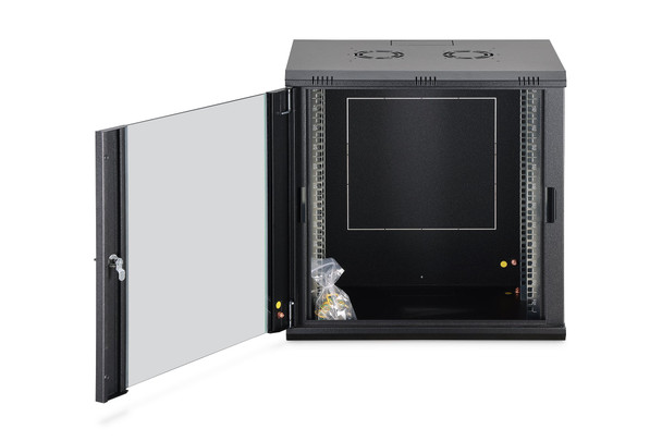 DIGITUS Dynamic Basic 12U 19" Wall Mount Network Cabinet, 607x600x450 mm, Glass Door, 60 kg, Black - DN1912UECSW – image 6