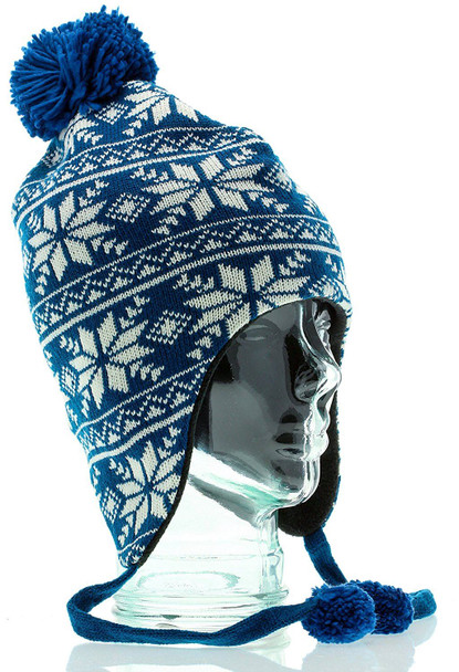 KitSound Audio Peruvian Knit Bobble Beanie Hat Built in Removable Headphones