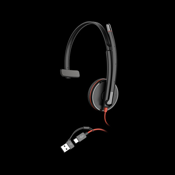 HP Poly Blackwire 3210 Monaural USB-C Headset, USB-C/A Adapter, Noise-Cancelling Mic, Black, Bulk - 8X214A6 – image 5