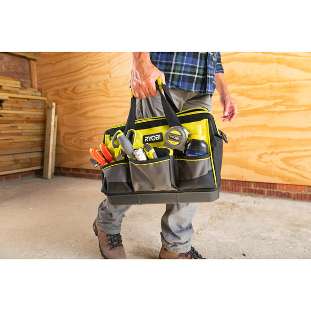 RYOBI 22L Small Tool Bag, 1680D Polyester Pockets, Water-Resistant Hard Base, Shoulder Strap - RSSSTB1 – image 5