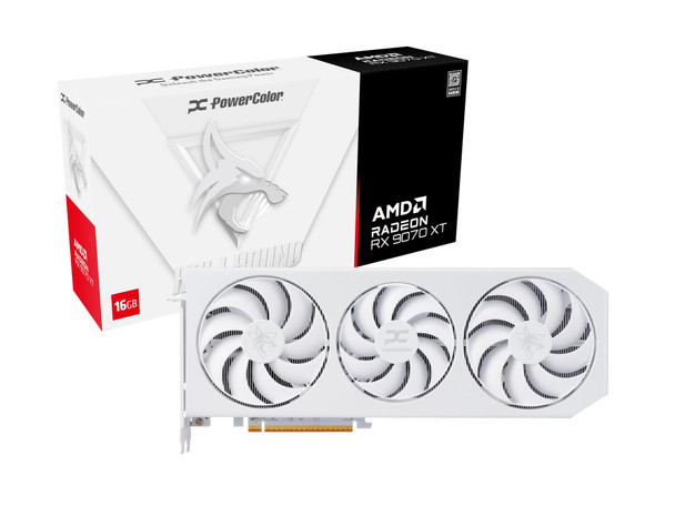 PowerColor Hellhound Spectral White Radeon RX 9070 XT 16GB Graphics Card - RX9070XT 16G-L/OC/WHITE