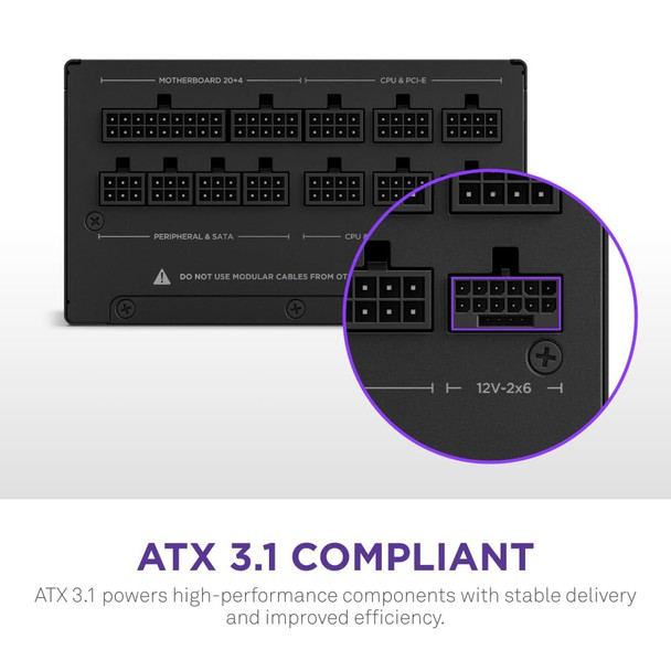 NZXT C850 Fully Modular ATX Power Supply 850W 80 PLUS Gold ATX 3.1 - PA-8G2BB-UK – image 3