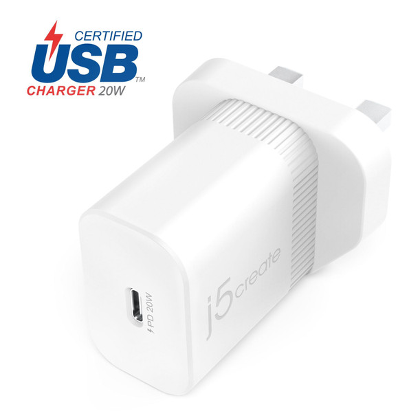 j5create JUP1420 20W USB-C Wall Charger, Power Delivery 3.0 - JUP1420-FN