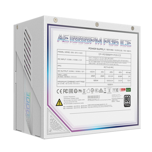 GIGABYTE AORUS Elite P1000W ICE Power Supply Unit 1000W 80 PLUS Platinum - GP-AE1000PM PG5 ICE – image 7