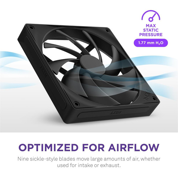 NZXT F140Q 140mm PWM PC Case Fan, 102.9 CFM, 1500 RPM, Black - RF-Q14SF-B2 – image 2