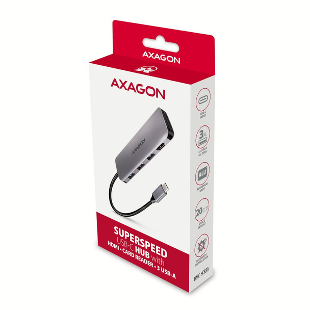AXAGON HMC-HCR3A USB-C Multiport Hub 3x USB-A HDMI SD Reader - HMC-HCR3A – image 9