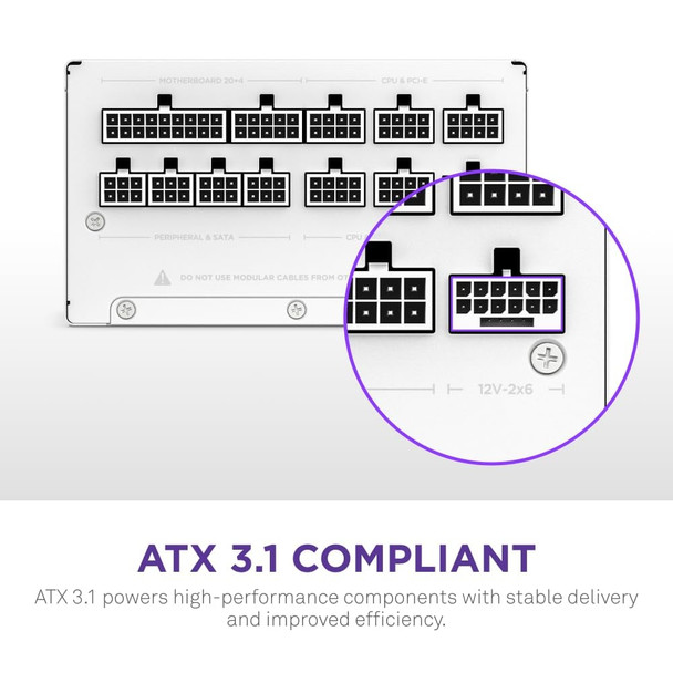 NZXT C850 Gold Fully Modular Power Supply, 850W, ATX 3.1, White - PA-8G2BW-UK – image 3