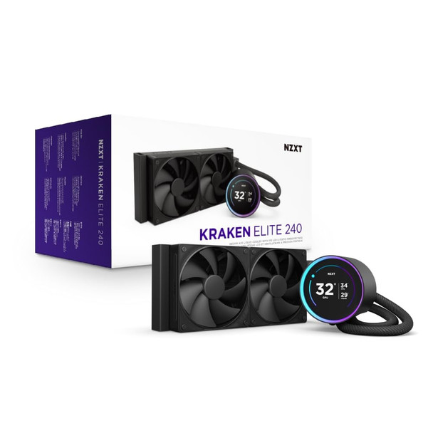 NZXT Kraken Elite 240 Liquid CPU Cooler, 240mm Radiator, 2.72" IPS LCD, Black - RL-KN24E-B2 – image 2