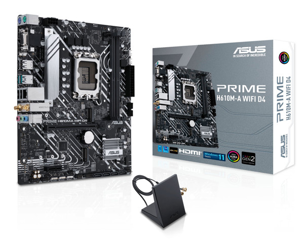 ASUS Prime H610M-A WIFI D4 Micro ATX Motherboard, LGA 1700, DDR4, Wi-Fi 5 - 90MB1C80-M0EAY0