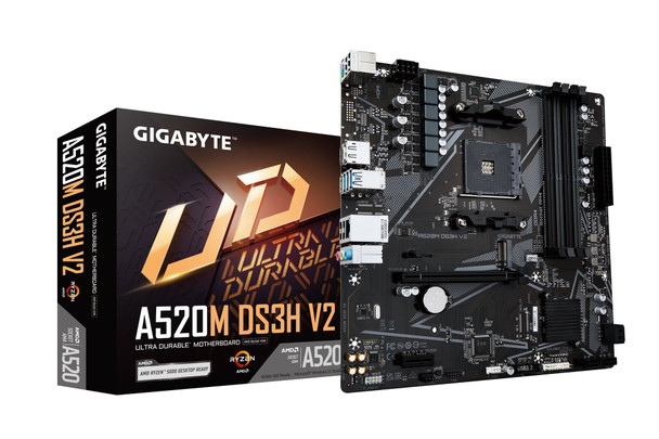 GIGABYTE A520M DS3H V2 Micro ATX Motherboard, AM4, DDR4, M.2 - A520M DS3H V2