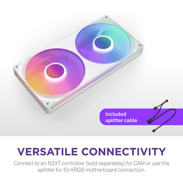 NZXT F240 RGB Core Dual 120mm PC Fan Unit, 2400 RPM, White - RF-U24HF-W1 – image 4