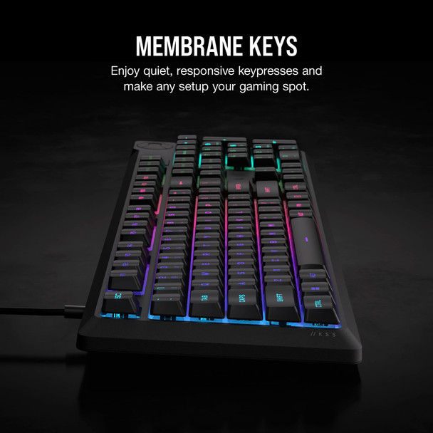 Corsair K55 Core RGB Wired Membrane Gaming Keyboard, UK Layout - CH-9226C65-UK – image 4