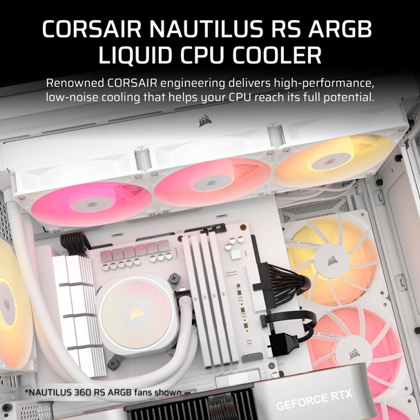 Corsair Nautilus 240 RS ARGB 240mm Liquid CPU Cooler, 2x 120mm Fans, White - CW-9060094-WW – image 2
