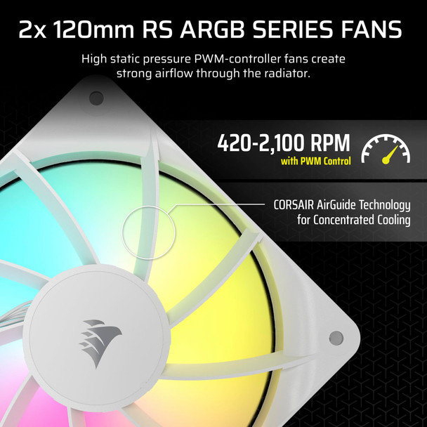 Corsair Nautilus 240 RS ARGB 240mm Liquid CPU Cooler, 2x 120mm Fans, White - CW-9060094-WW – image 5
