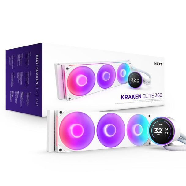 NZXT Kraken Elite 360 RGB Liquid CPU Cooler, 2.72" LCD, White - RL-KR36E-W2 – image 2