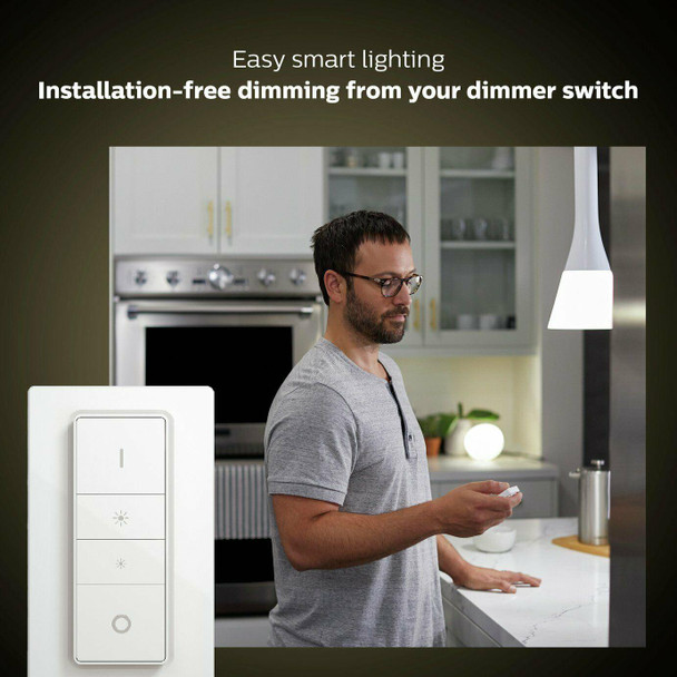 Philips Hue Kit With Hue Bridge, Dimmer & 3 White Ambience 8.5W E27 Bulbs