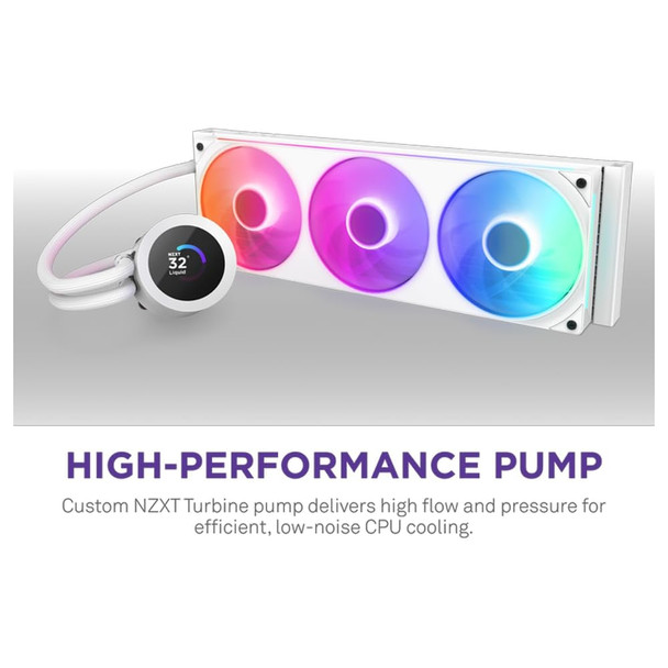 NZXT Kraken Plus 360 RGB AIO Liquid CPU Cooler, 1.54" LCD, White - RL-KR360-W2 – image 2