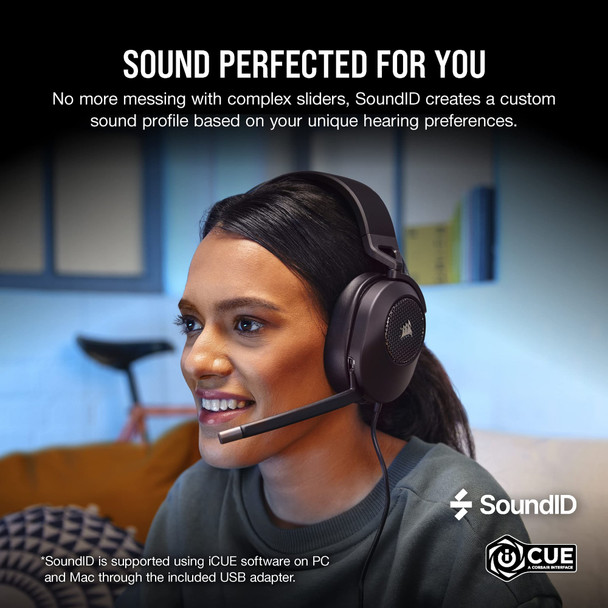 Corsair HS65 Surround Wired Gaming Headset, 50mm Drivers, 7.1 Surround, Carbon - CA-9011270-EU – image 2