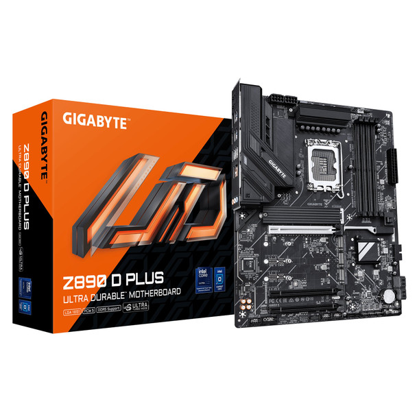 GIGABYTE Z890 D PLUS Motherboard, LGA 1851, DDR5, PCIe 5.0 M.2, 2.5GbE LAN - Z890 D PLUS