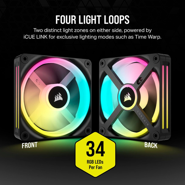 Corsair iCUE LINK QX120 RGB 120mm PWM Fans Starter Kit 3 Pack Black - CO-9051002-WW – image 5