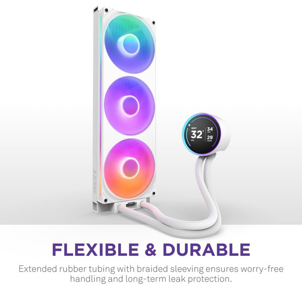 NZXT Kraken Elite 420 RGB Liquid CPU Cooler, 420mm, 2.72" LCD, White - RL-KR42E-W2 – image 8