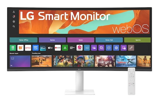 LG 34U601SA-W 34" WQHD 100Hz VA Curved Smart Monitor - 34U601SA-W.AEK