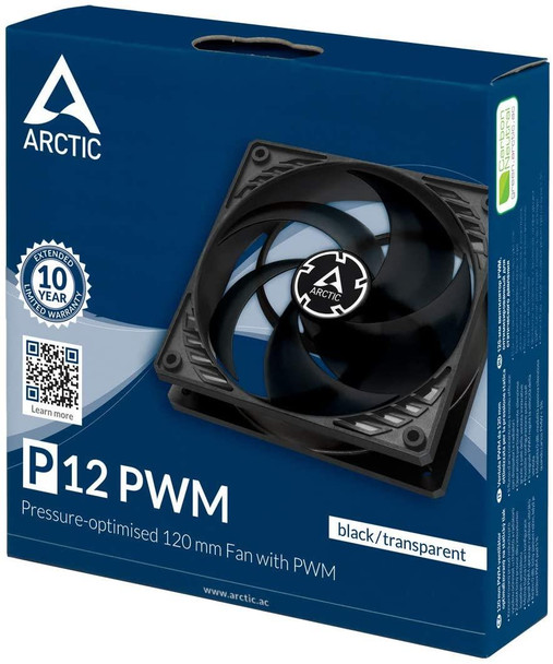 Arctic P12 PWM - Pressure Optmised 120mm Fan - Black/Transparent