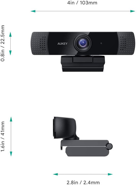 Aukey Full HD (1080p) Webcam For Video Chat With Stereo Microphone - Black - USB