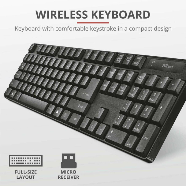 Trust QOBY 4 in 1 Home Office Bundle Wireless Keyboard/Mouse Webcam & Headset