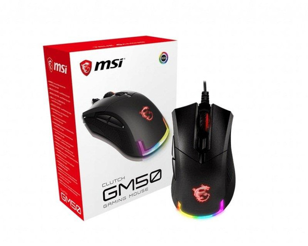 MSI Clutch GM50 7200 dpi RGB Optical Wired Gaming Mouse Black