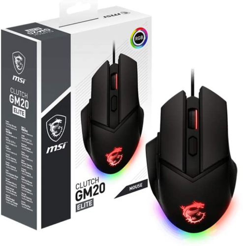 MSI Clutch GM20 Elite 6400 dpi Optical Wired RGB Gaming Mouse