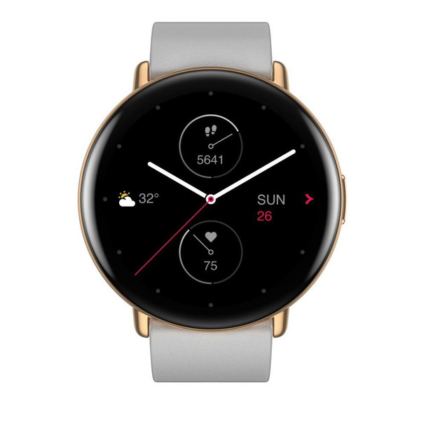 Zepp E Circle Health & Fitness Tracking Leather Smart Watch Moon Grey