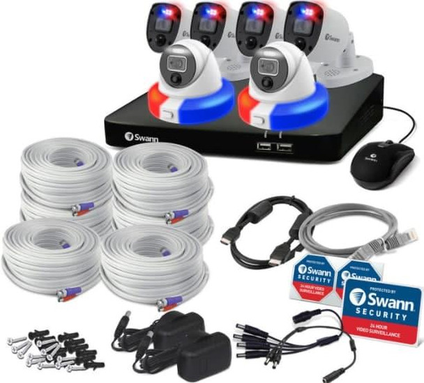Swann Enforcer 8 Channel 2TB DVR CCTV Recorder + 4x 4K Bullet & 2x Dome Cameras