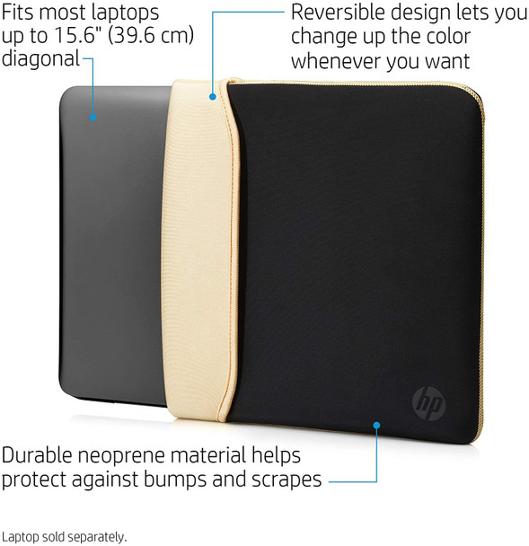 Hp 15.6 Inch (39.6 cm) Black & Gold Reversible Neoprene Sleeve for Laptop