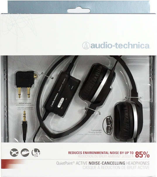 Audio Technica ATH-ANC1 On-Ear Active Noise-cancelling Wired Headphones - Black