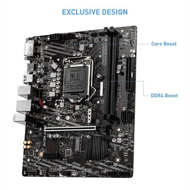 MSI H410M-A PRO Socket LGA 1200 DDR4 mATX Motherboard HDMI / DVI