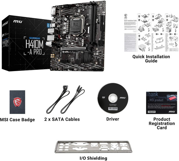 MSI H410M-A PRO Socket LGA 1200 DDR4 mATX Motherboard HDMI / DVI