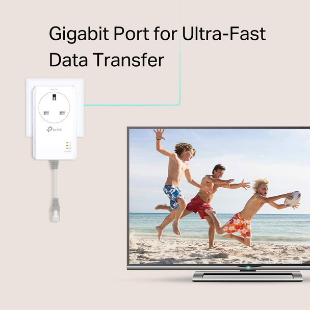 TP-Link TL-PA7017P 1 Port Gigabit Powerline Adapter Up To 1Gb/s - Twin Pack