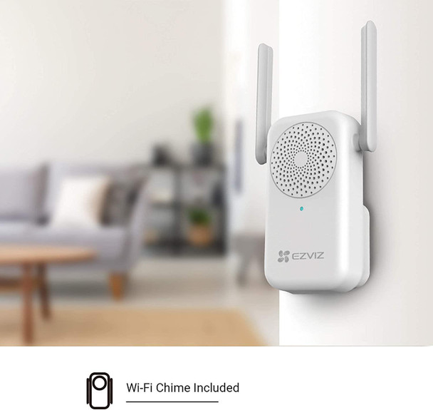 EZVIZ DB2C Smart Video Doorbell Kit FHD 1080p AI Human Detection & Chime White
