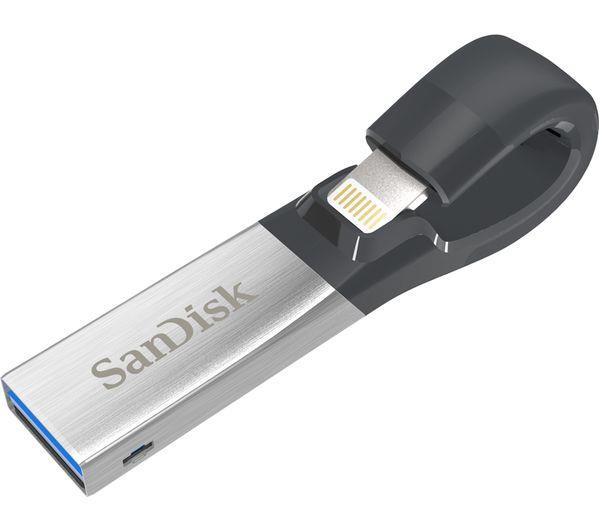 Sandisk iXpand USB 3.0 / Lightning Dual Flash Memory Stick 32 GB Black & Silver
