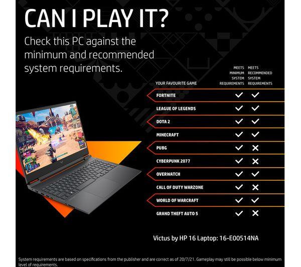 HP Victus 16-e0514na 16.1" Gaming Laptop AMD Ryzen 5 5600H 8GB Radeon RX 5500M