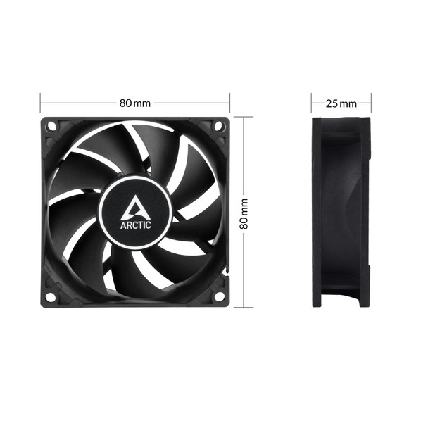 Arctic F8 TC 80 mm 2000RPM Temperature Controlled Case Fan Black