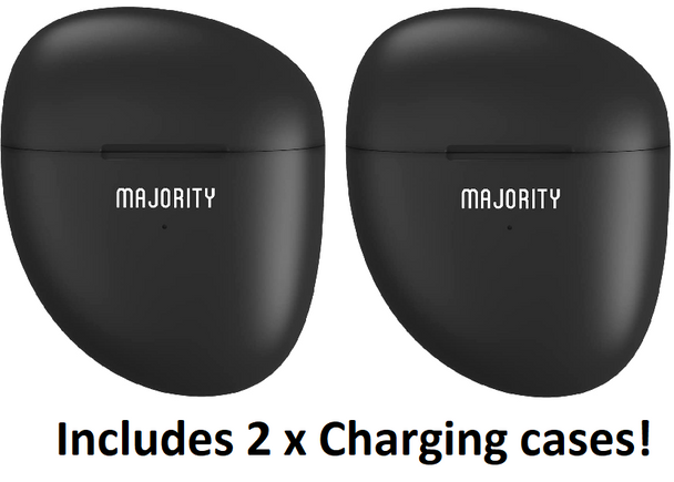 Majority Onyx In Ear Wireless Bluetooth Earphones With 2 Charging Cases - Black