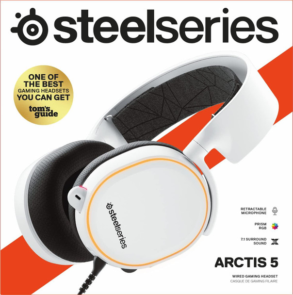 SteelSeries Arctis 5 7.1 Surround Sound Wired RGB Gaming Headset White