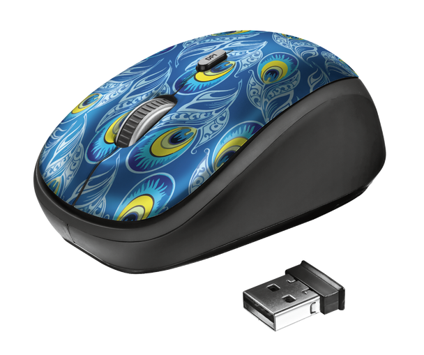 Trust Yvi Compact 2.4GHz Wireless Battery Ambidextrous Optical Mouse Peacock