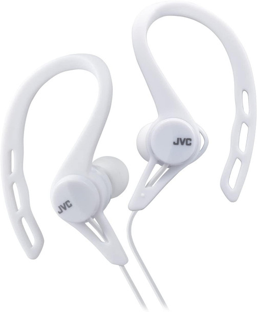 JVC Sports - Splash and Sweat Proof In-Ear Headphones with Over-Ear Clip - White