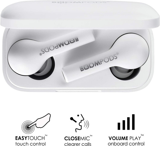 BoomPods Bassline True Wireless Bluetooth In-Ear Earbud Headphones White