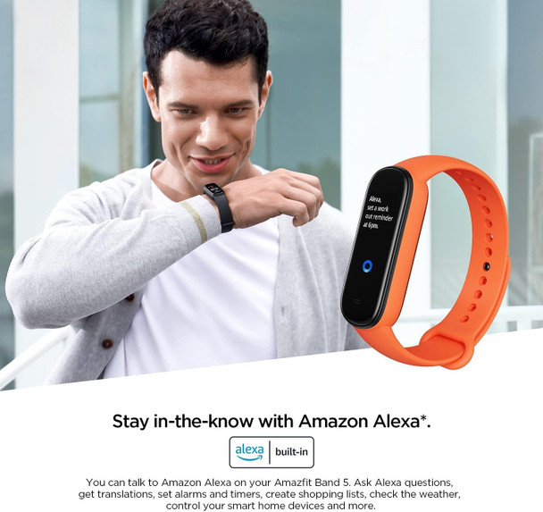 Amazfit Band 5 1.1" AMOLED Fitness & Activity Tracker With Alexa Orange
